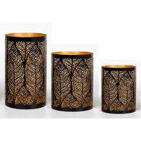 TEELICHTHALTER-SET 3-teilig  - Goldfarben/Schwarz, Design, Metall (12/20cm) - Ambia Home