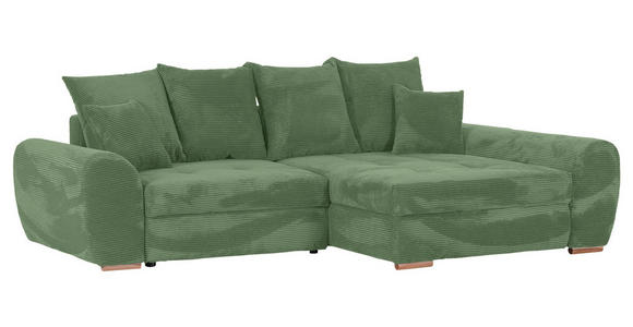 ECKSOFA Olivgrün Cord  - Eichefarben/Olivgrün, KONVENTIONELL, Holz/Textil (276/177cm) - Carryhome