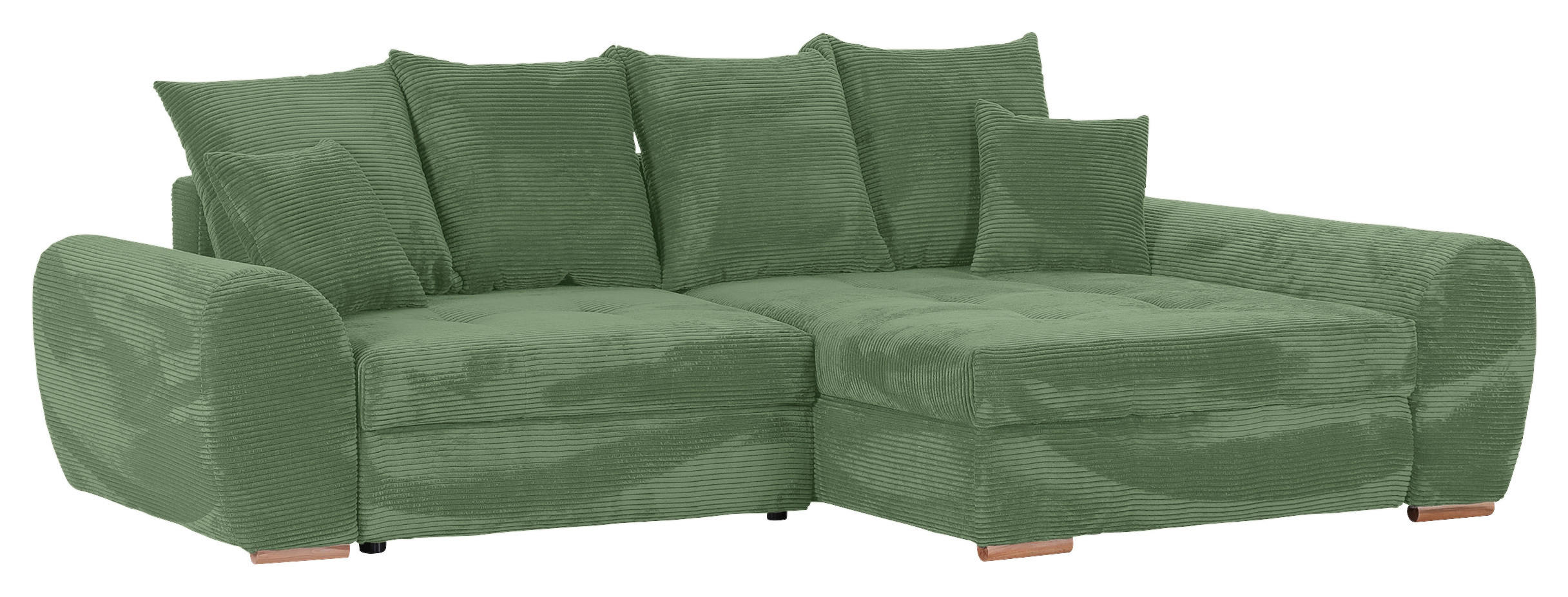 Thumbnail - Carryhome Ecksofa, Olivgrün, Textil, Buche, massiv, 2-3-Sitzer, Füllung: Schaumstoff, Ottomane rechts, L-Form, einmalig ...