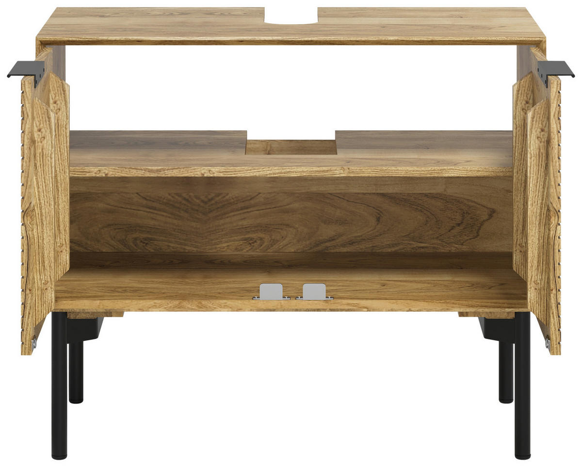 WASCHBECKENUNTERSCHRANK 80/66/42 cm  - Schwarz/Naturfarben, Natur, Holz/Metall (80/66/42cm) - Livetastic