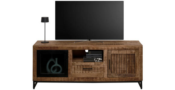 LOWBOARD Naturfarben 145/57/40 cm - Schwarz/Naturfarben, ROMANTIK / LANDHAUS, Glas/Holz (145/57/40cm) - Carryhome