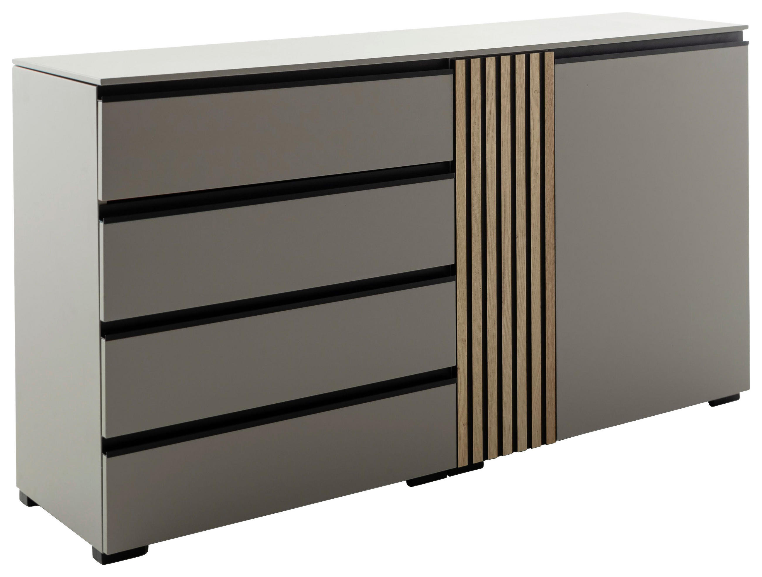 SIDEBOARD Wildeiche, Greige, Schwarz  167/92/45 cm  - Wildeiche/Greige, Design, Holz/Holzwerkstoff (167/92/45cm) - Moderano