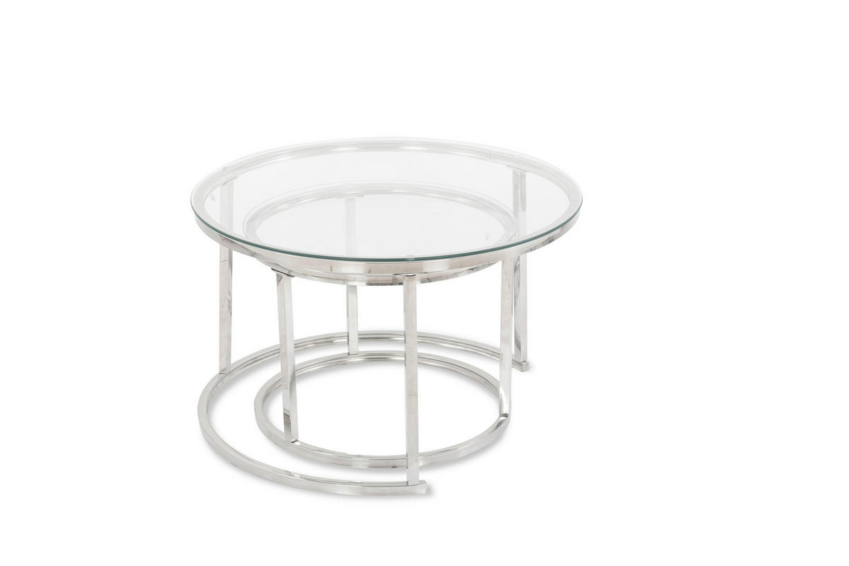 SET KLUB STOLIĆA višebojno, srebrne boje, bijela, prozirno  metal, staklo  - bijela/srebrne boje, Design, staklo/metal (50-70/50-70/38-45cm) - MID.YOU
