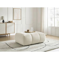 HOCKER FUJI  Leinenoptik Beige  - Beige/Schwarz, MODERN, Kunststoff/Textil (112/44/80cm)