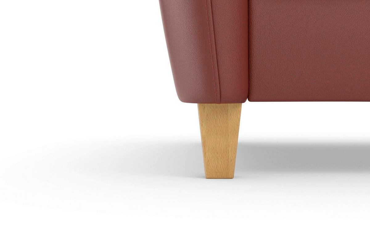 ECKSOFA PALMERA E Rotbraun Echtleder  - Rotbraun/Eichefarben, Basics, Leder/Holz (212/236cm) - Sit & More