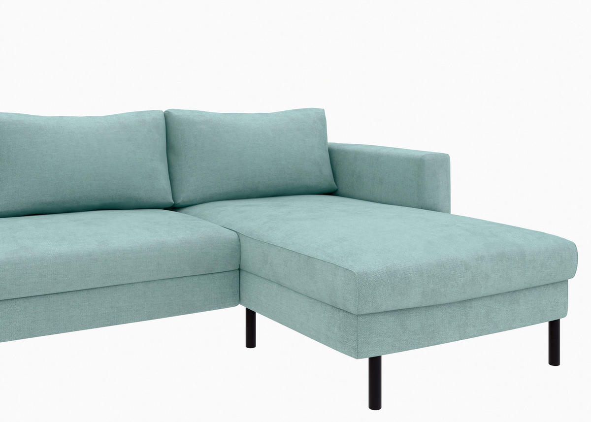 WOHNLANDSCHAFT Mintgrün Struktur  - Schwarz/Mintgrün, MODERN, Textil/Metall (161/306/161cm) - Trendmanufaktur