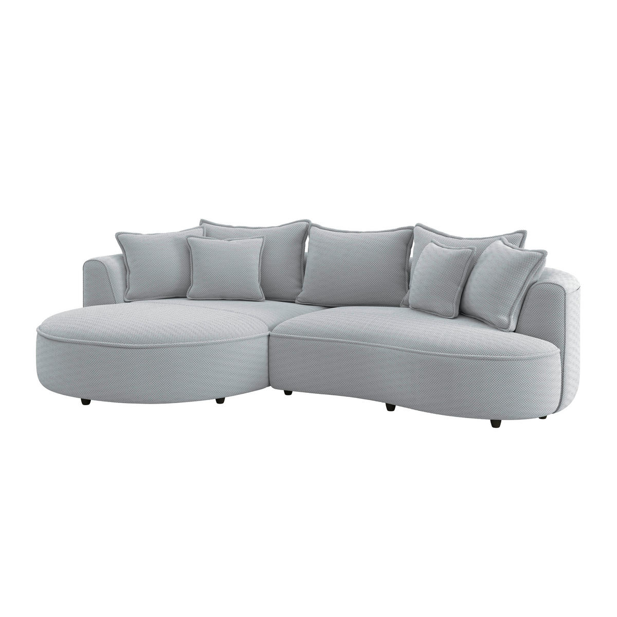 ECKSOFA LEVI Grauweiß Velours, Struktur  - Grauweiß/Schwarz, MODERN, Kunststoff/Textil (168/287cm) - Livetastic