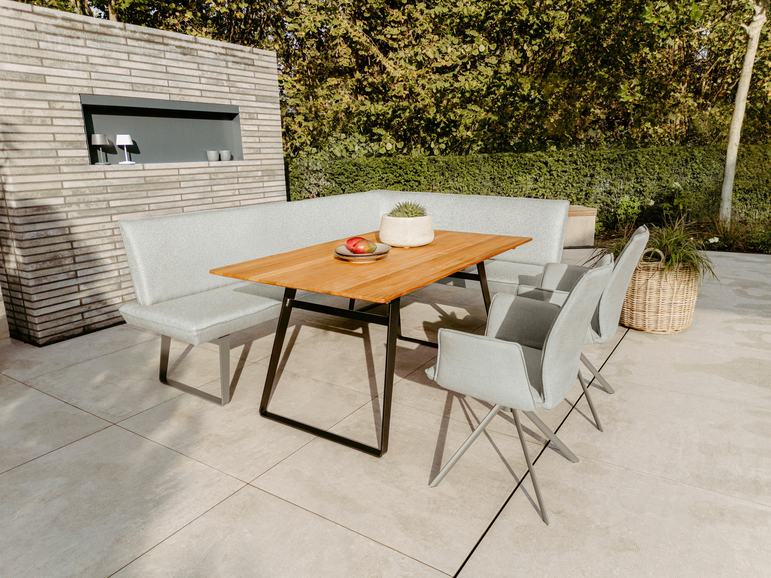 GARTENTISCH 160/95/76 cm Metall rechteckig  - Anthrazit/Teakfarben, Design, Holz/Metall (160/95/76cm)