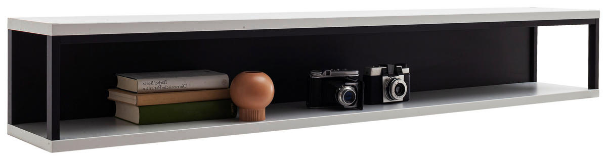 WANDBOARD Schwarz, Weiß  - Schwarz/Weiß, Design, Holzwerkstoff/Metall (150/24/25cm) - Stylife