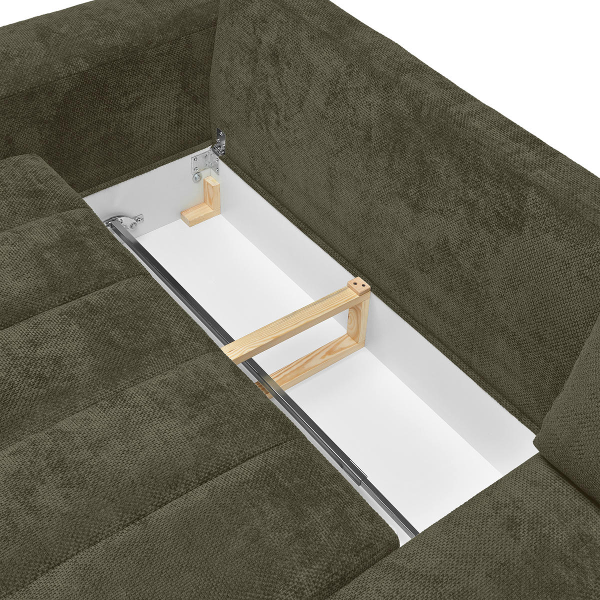 ECKSOFA Flachgewebe Olivgrün  - Schwarz Hochglanz/Olivgrün, Modern, Textil/Metall (273/93/166cm) - MID.YOU