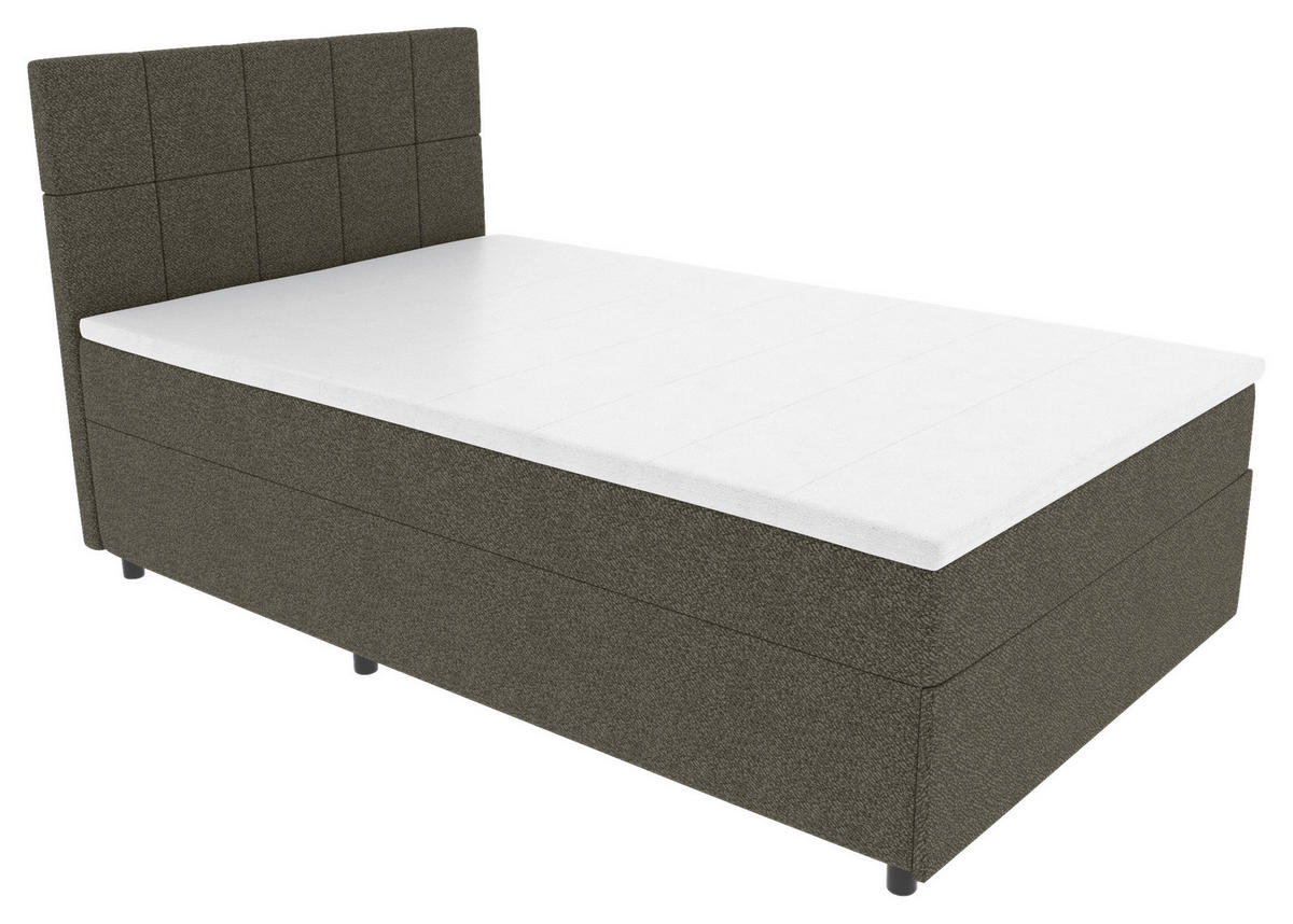BOXBETT 120/200 cm,  in Anthrazit, Matratze, Topper, Bettschublade, H3 = fest  - Anthrazit/Schwarz, KONVENTIONELL, Kunststoff/Textil (120/200cm) - Boxxx
