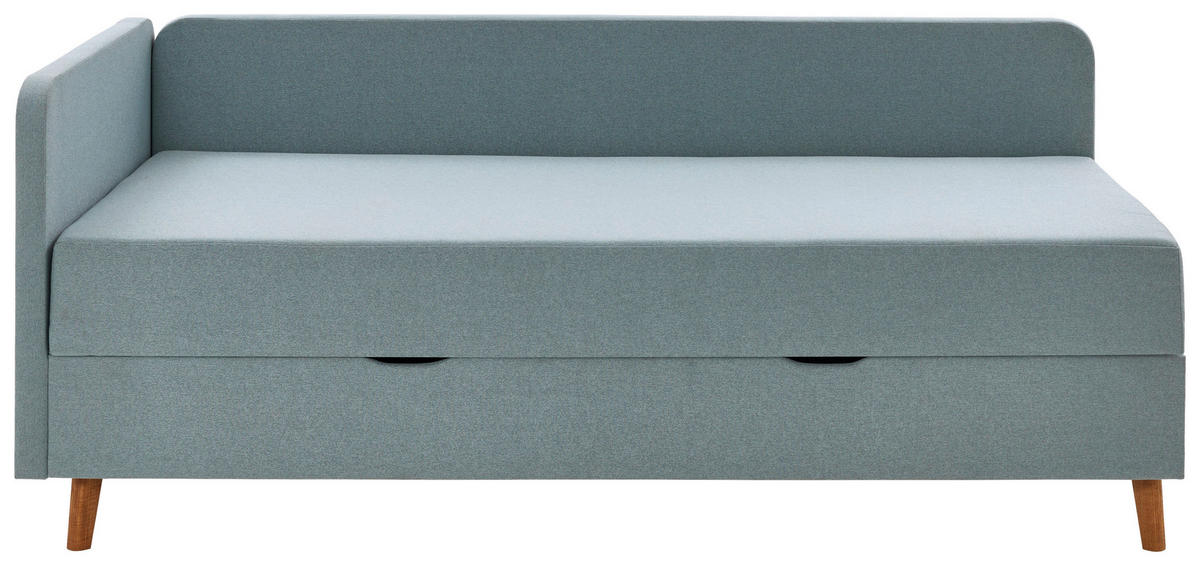 LIEGE Flachgewebe Hellblau  - Eichefarben/Hellblau, Design, Holz/Textil (120/200cm) - home24