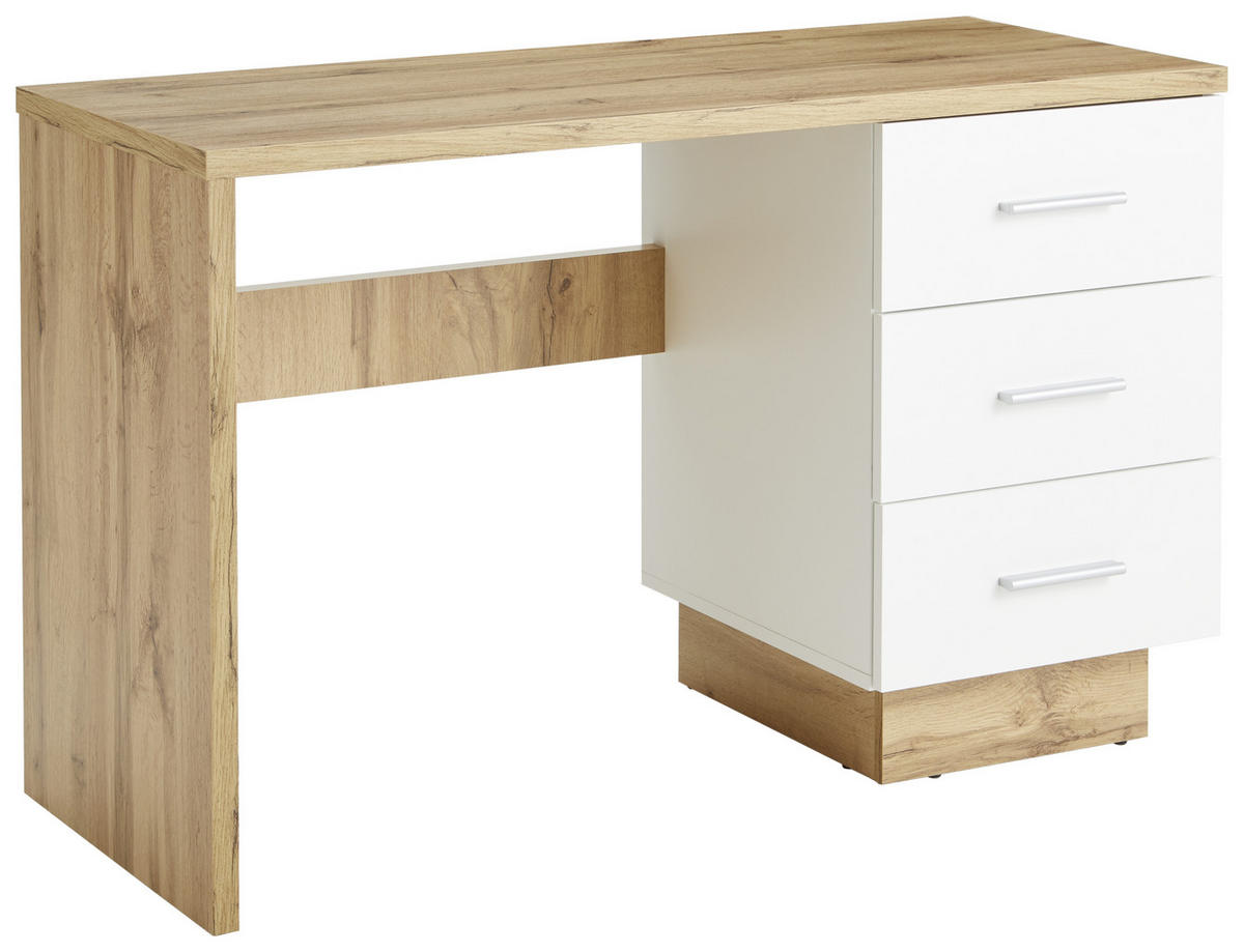 SCHREIBTISCH 120/50/75 cm  in Weiß, Eiche Wotan  - Eichefarben/Eiche Wotan, MODERN, Holzwerkstoff/Kunststoff (120/50/75cm) - Hom`in