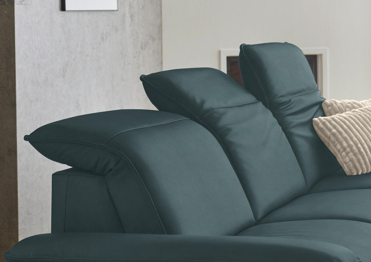 ECKSOFA  Echtleder Graublau  - Graublau/Schwarz, Design, Leder/Metall (307/169cm) - Beldomo Premium
