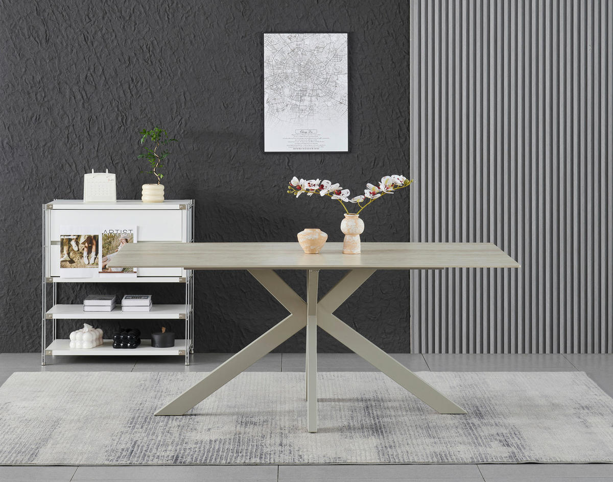 ESSTISCH in Metall, Keramik  - Beige, KONVENTIONELL, Keramik/Metall (180/76/90cm) - MID.YOU
