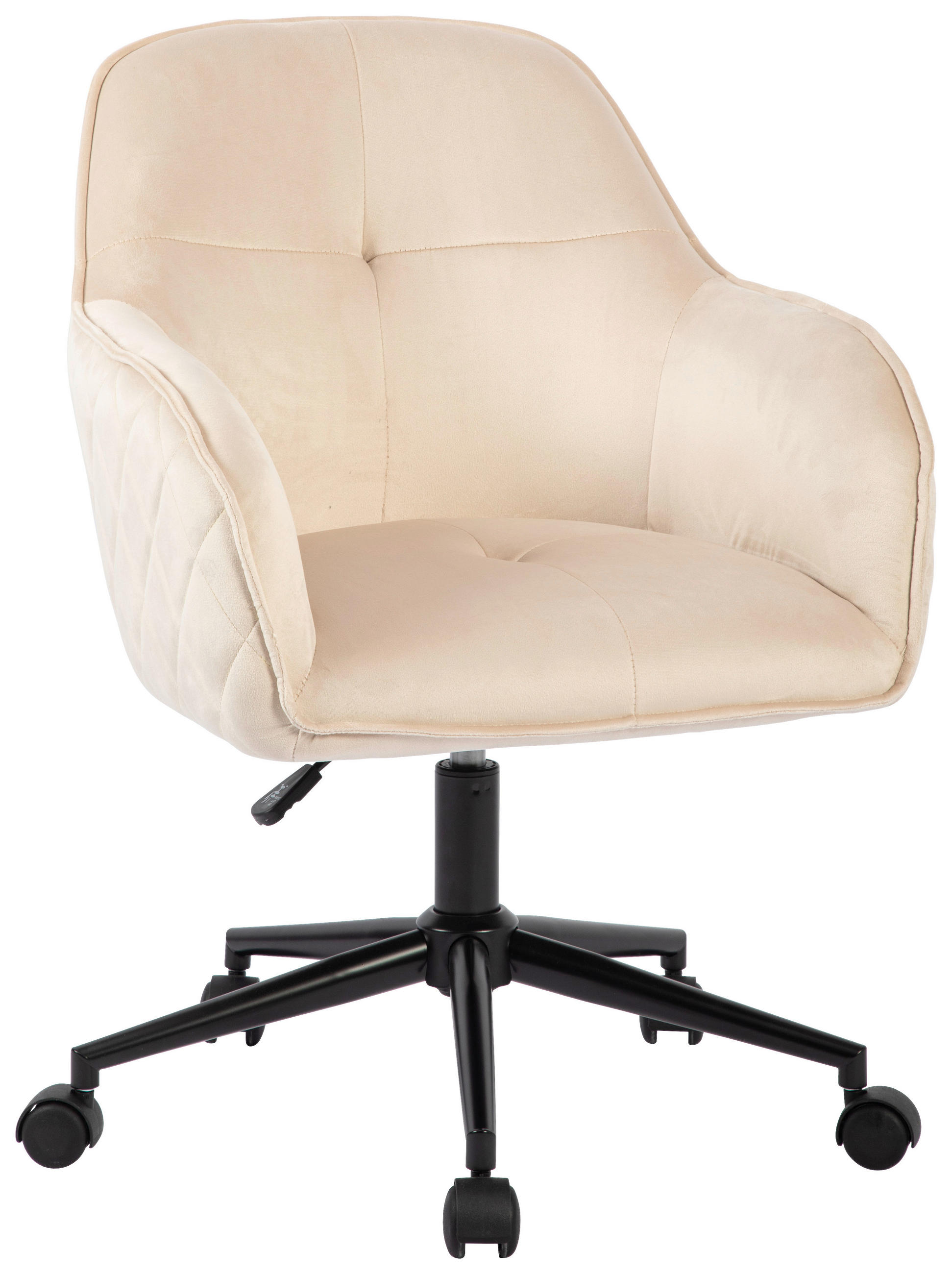 DREHSTUHL Samt Schwarz, Beige  - Beige/Schwarz, MODERN, Kunststoff/Textil (58/82/90/62cm) - MID.YOU