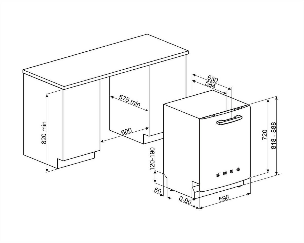 GESCHIRRSPÜLER STFABBL3  - Schwarz Hochglanz, Basics, Metall (59,8/81,8/58,4cm) - SMEG