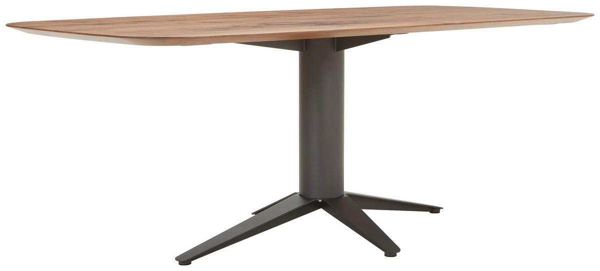 ESSTISCH 200/100/77 cm Amerikanischer Nussbaum massiv Holz Nussbaumfarben bootsförmig  - Anthrazit/Nussbaumfarben, Design, Holz/Metall (200/100/77cm) - Bert Plantagie