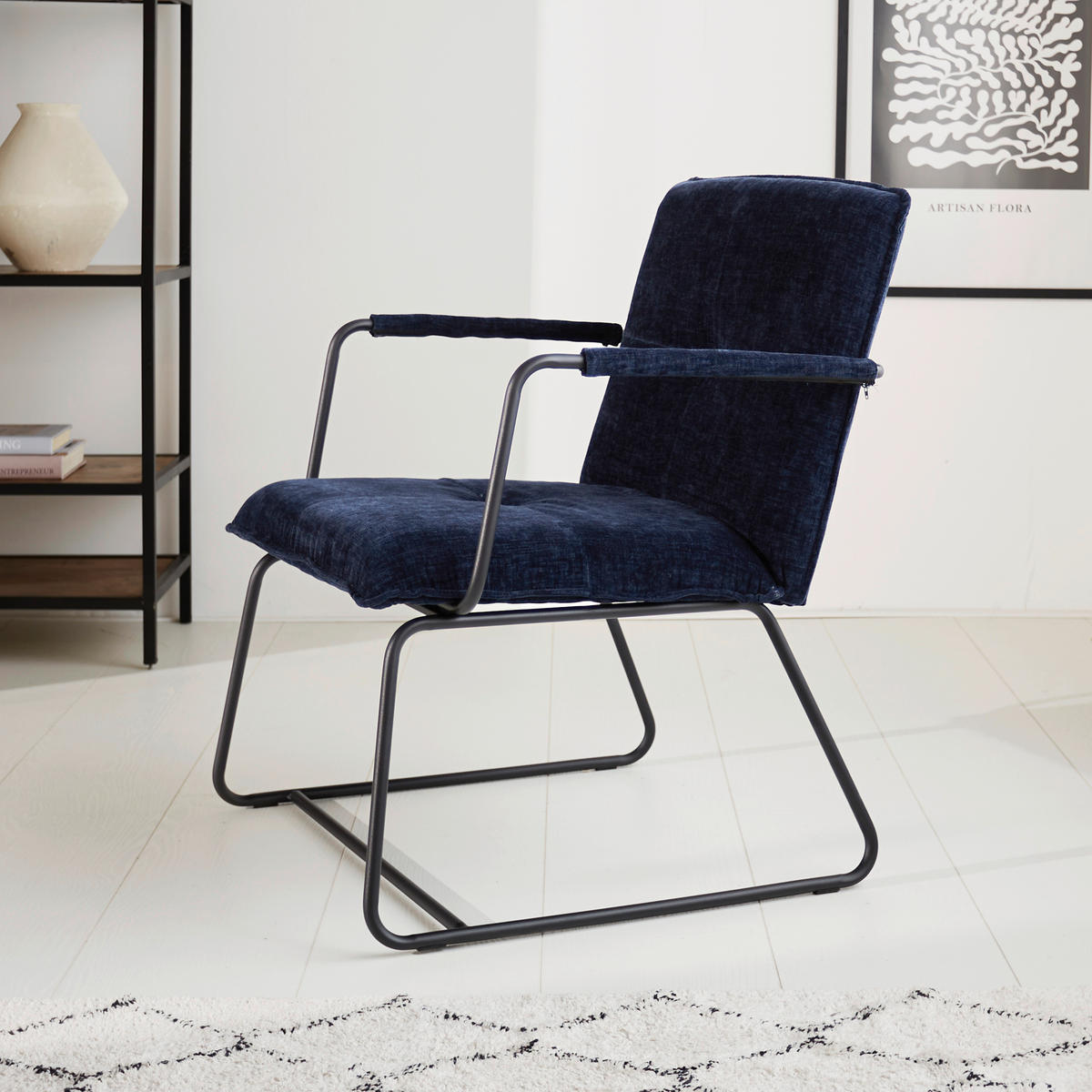 KŘESLO, textil, modrá - modrá/černá, Moderní, kov/textil (65/80/68cm) - MID.YOU