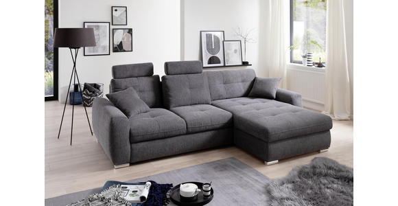 ECKSOFA in Mikrofaser Dunkelgrün  - Chromfarben/Dunkelgrün, MODERN, Kunststoff/Textil (276/193cm) - Hom`in