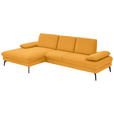 ECKSOFA in Chenille, Mikrofaser Currygelb  - Currygelb/Schwarz, Design, Textil/Metall (157/299cm) - Dieter Knoll