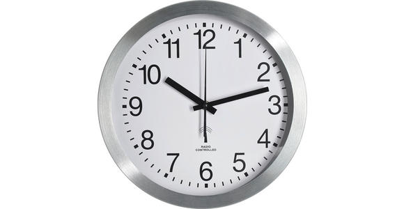 WANDUHR 25 cm - Silberfarben/Weiß, Basics, Glas/Kunststoff (25cm) - Ambia Home