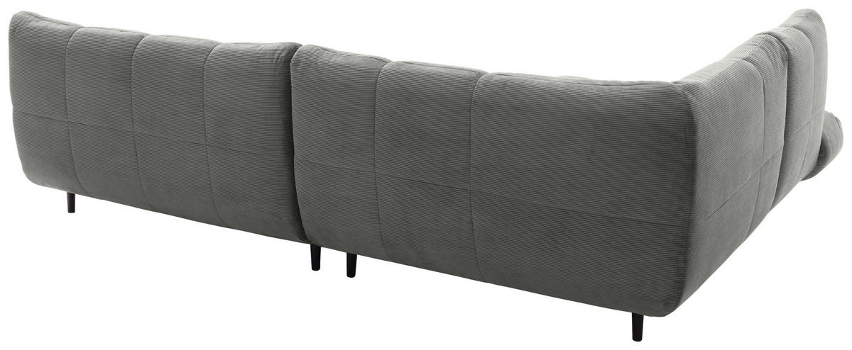 ECKSOFA Ottomane links, Eckteil  Grau Feincord  - Schwarz/Grau, Design, Holz/Textil (215/288cm) - Pure Home Lifestyle