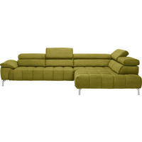 ECKSOFA in Chenille Grün  - Chromfarben/Grün, Design, Textil/Metall (323/222cm) - Beldomo Style