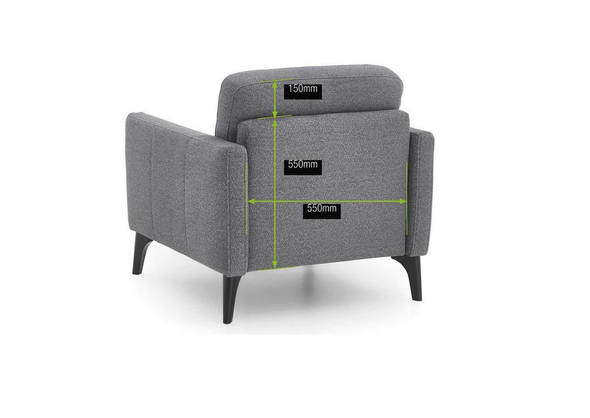 SESSEL in Flachgewebe Grau  - Schwarz/Grau, KONVENTIONELL, Textil/Metall (81/88/92cm) - Elegando