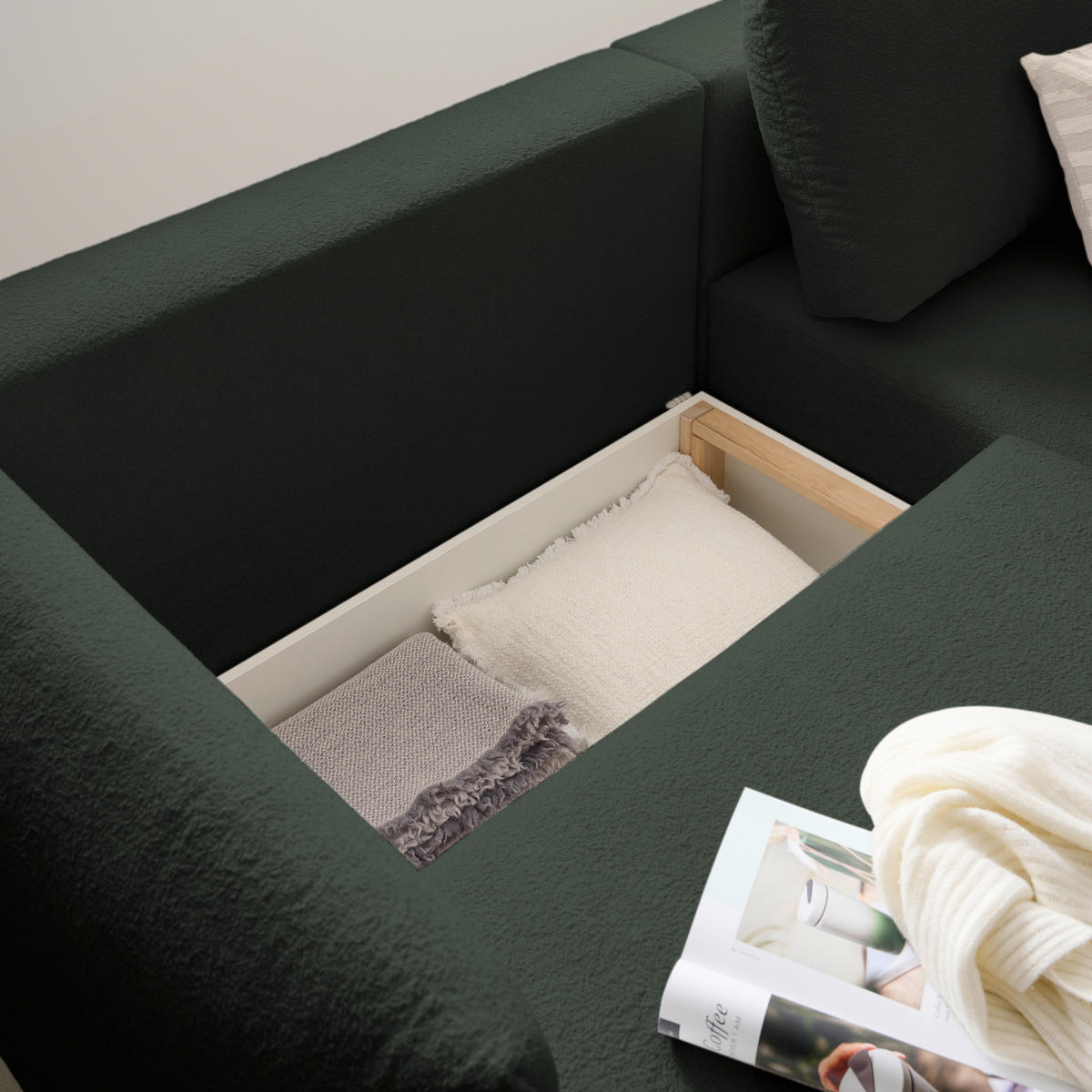 ECKSOFA Dunkelgrün Jersey  - Dunkelgrün/Schwarz, KONVENTIONELL, Kunststoff/Textil (238/148cm) - Carryhome