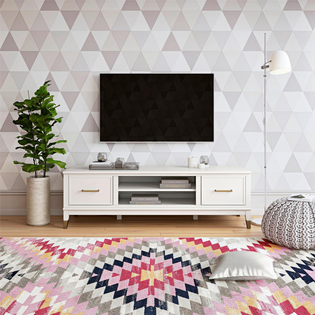 LOWBOARD Westerleigh  in 152/47/50 cm  - Messingfarben/Weiß, Design, Holzwerkstoff/Metall (152/47/50cm) - MID.YOU