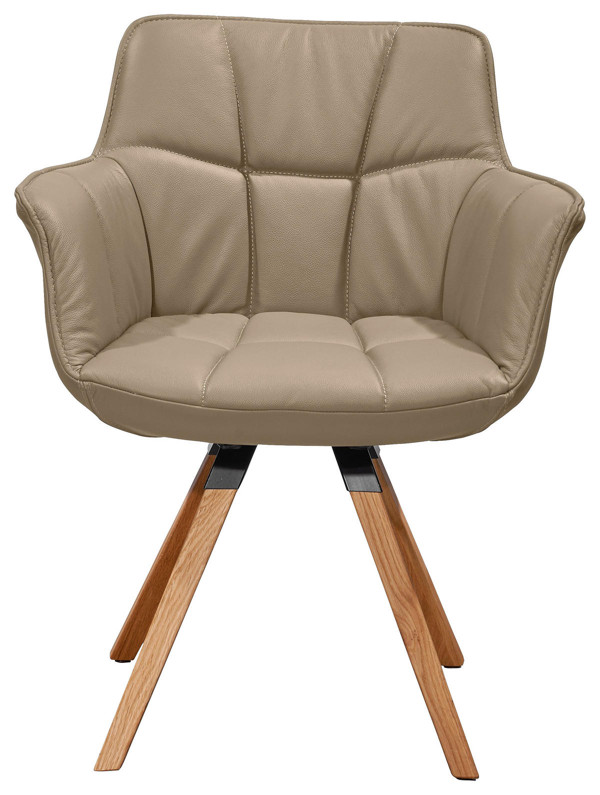 ARMLEHNSTUHL  in Echtleder pigmentiert  - Sandfarben/Eichefarben, Design, Leder/Holz (67/82/60cm) - Musterring