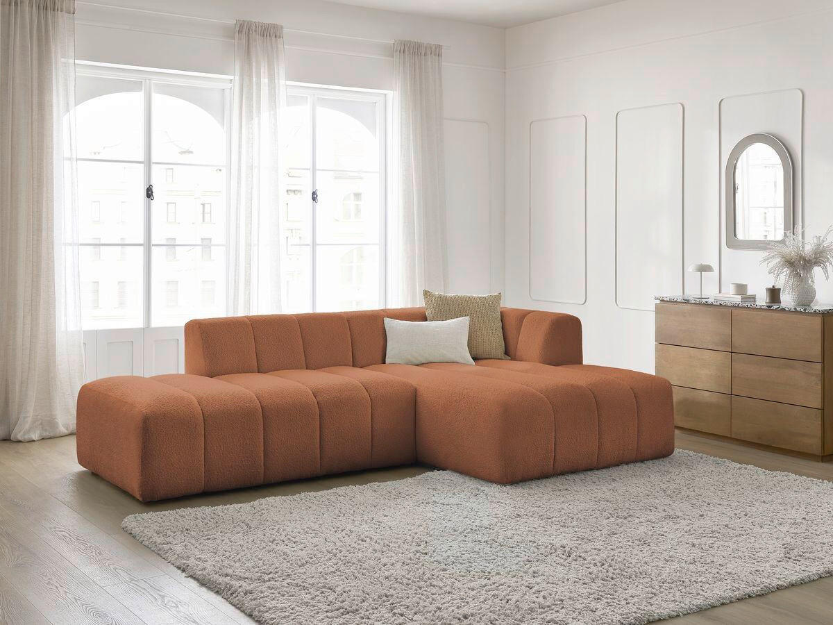 ECKSOFA  ANNECY Orange Bouclé  - Schwarz/Orange, MODERN, Kunststoff/Textil (262/170cm)