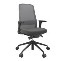 DREHSTUHL Grau, Schwarz  - Schwarz/Grau, MODERN, Leder/Kunststoff (70/103-115/70cm)