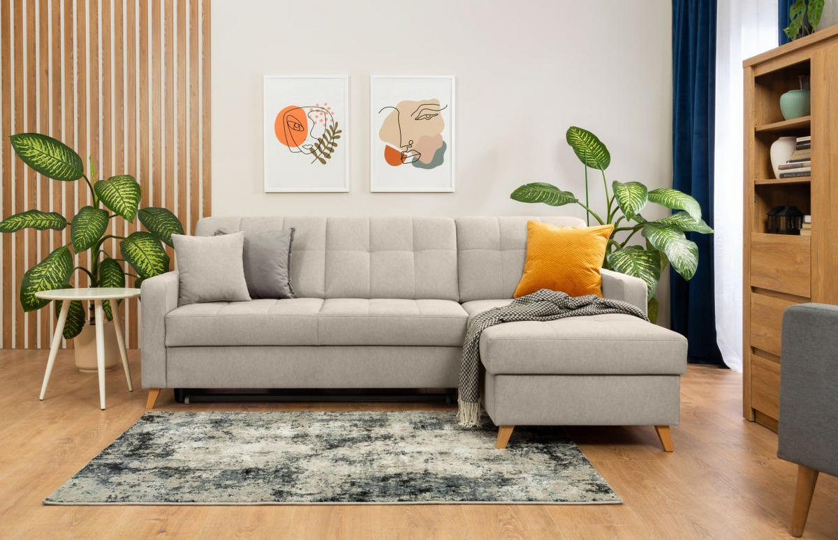 UGAONA GARNITURA bež  - prirodna boja/bež, Dizajnerski, tekstil/drvo (223/161cm) - Carryhome