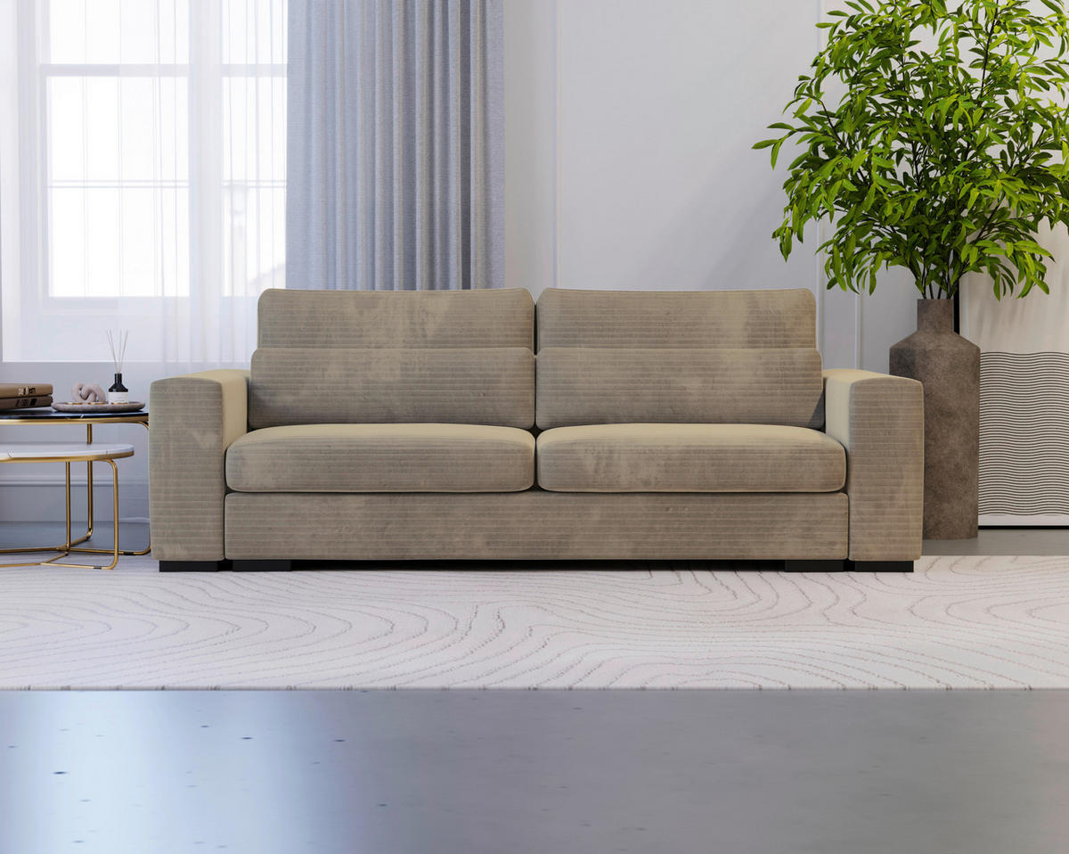 SCHLAFSOFA in Flachgewebe Beige  - Beige/Schwarz, Konventionell, Kunststoff/Textil (236/78/114cm) - Carryhome