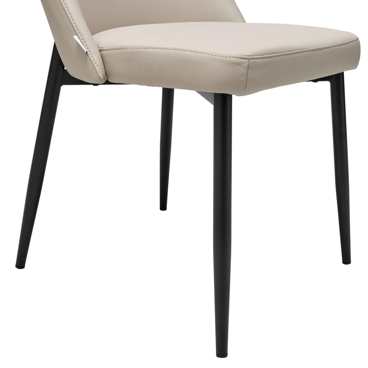 STUHL  in Stahl Echtleder pigmentiert  - Beige/Schwarz, Design, Leder/Metall (51.5/81.5/61cm) - Livetastic