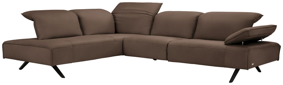 ECKSOFA  in Echtleder Dunkelbraun  230/290 cm  - Anthrazit/Dunkelbraun, Design, Leder/Metall (230/290cm) - Johann Jakob