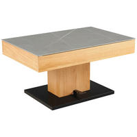 COUCHTISCH Eiche furniert 90/46,3/60 cm rechteckig Grau, Schwarz, Eichefarben  - Eichefarben/Schwarz, Design, Holz/Keramik (90/46,3/60cm) - Livetastic