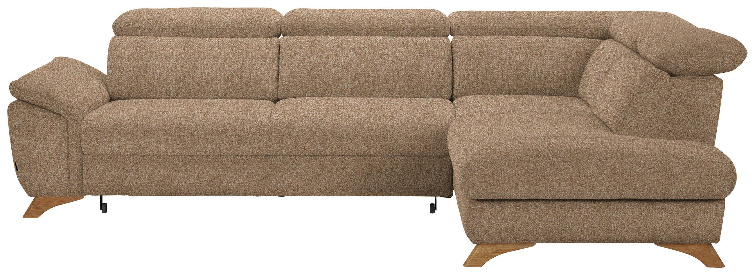 ECKSOFA in Bouclé Hellbraun  - Hellbraun/Eichefarben, Modern, Holz/Textil (287/212cm) - Valnatura