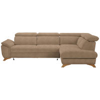 ECKSOFA in Bouclé Hellbraun  - Hellbraun/Eichefarben, Modern, Holz/Textil (287/212cm) - Valnatura