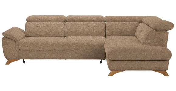 ECKSOFA in Bouclé Hellbraun  - Hellbraun/Eichefarben, MODERN, Holz/Textil (287/212cm) - Valnatura