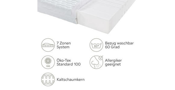 KALTSCHAUMMATRATZE 140/200 cm - Weiß, Basics, Textil (140/200cm) - Sleeptex