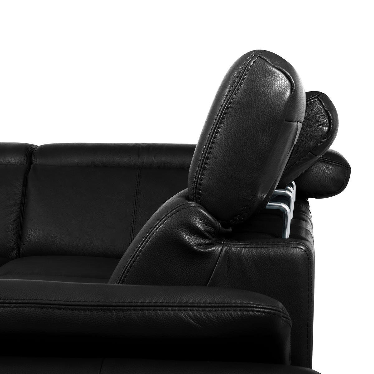 ECKSOFA  in Lederlook Echtleder Schwarz  - Schwarz, Design, Leder/Textil (211/264cm) - Livetastic