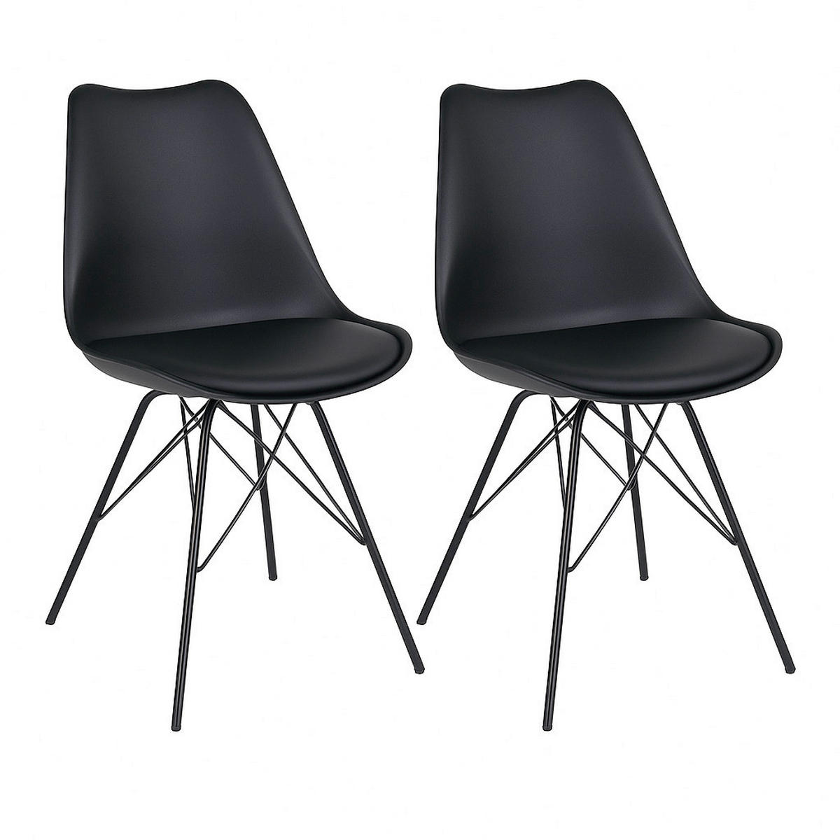 STOLSET 2 styck matt  - svart, Modern, metall/textil (48/86/55cm) - MID.YOU