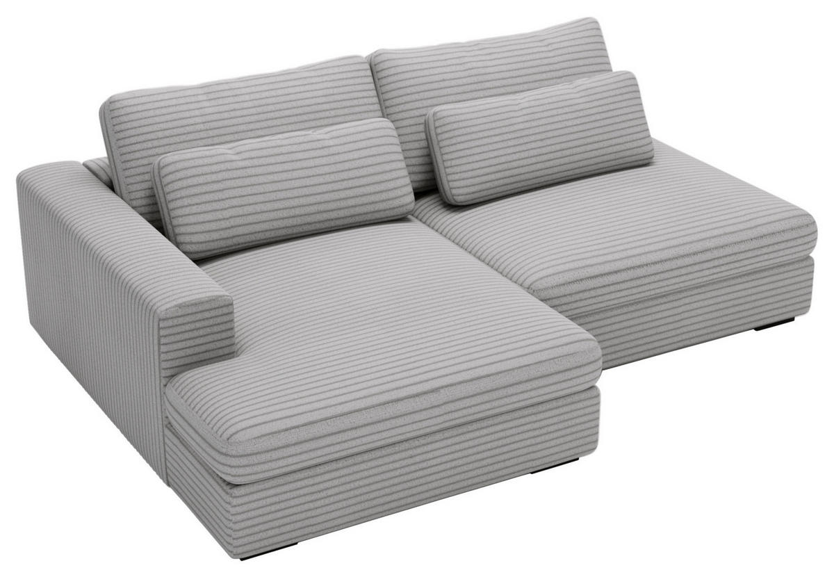 ECKSOFA in Cord Grau  - Schwarz/Grau, Design, Kunststoff/Textil (158/223cm) - Lomoco