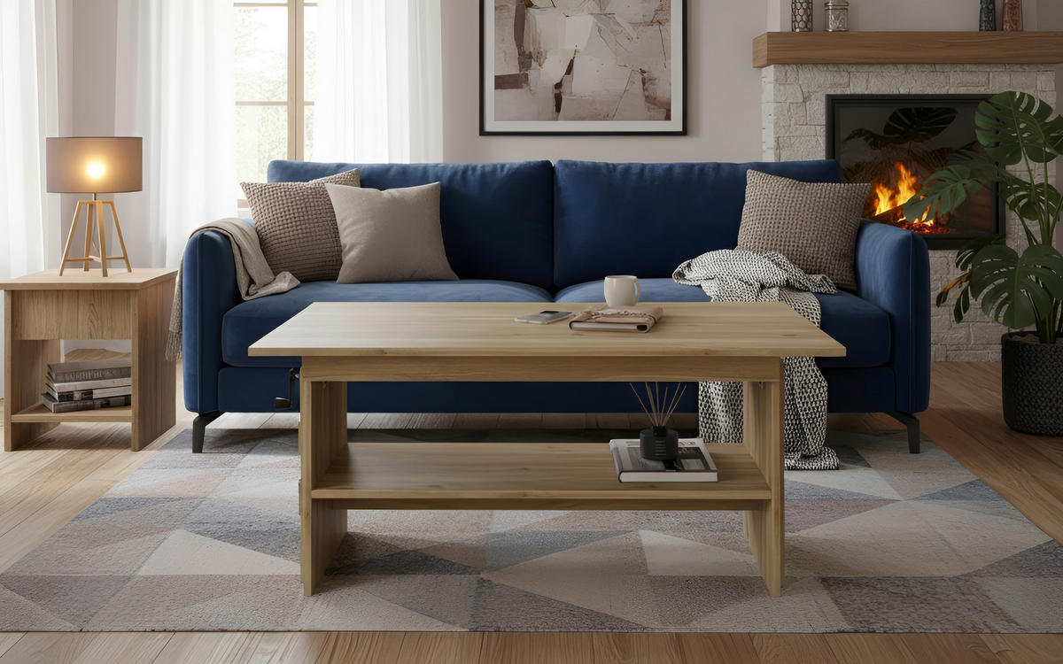 COUCHTISCH 110-140/65/51,5-61,5 cm rechteckig Eichefarben  - Eichefarben, KONVENTIONELL, Holzwerkstoff (110-140/65/51,5-61,5cm) - Xora