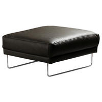 HOCKER in Leder Schwarz  - Chromfarben/Schwarz, Design, Leder/Metall (96/45/80cm) - Livetastic