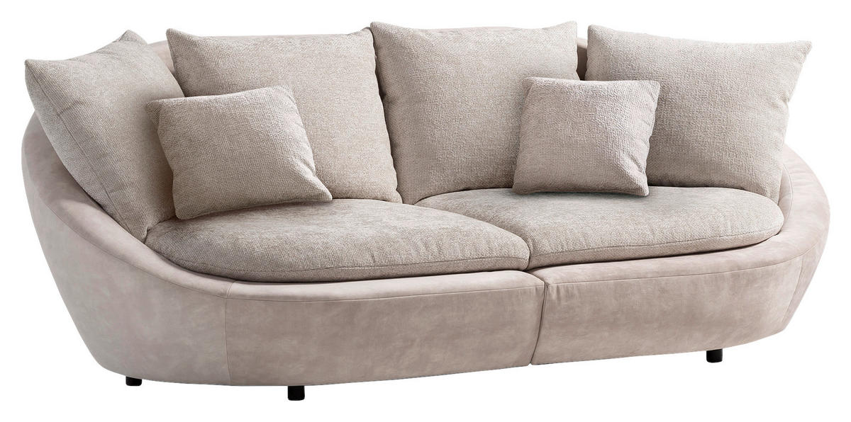 BIGSOFA Chenille Silberfarben, Beige  - Beige/Silberfarben, MODERN, Kunststoff/Textil (280/87/131cm) - Trendmanufaktur