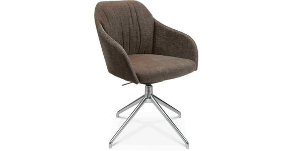 ARMLEHNSTUHL in Aluminium Velours - Alufarben/Braun, Design, Textil/Metall (58/81,5-84,5/60cm) - Johann Jakob